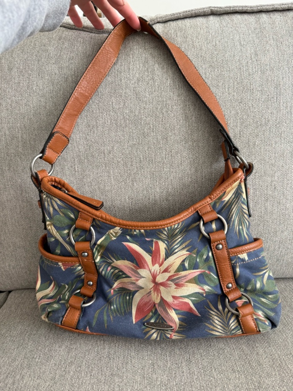 St. JOHN'S BAY Tropical Floral Print Fabric Shoulder Handbag